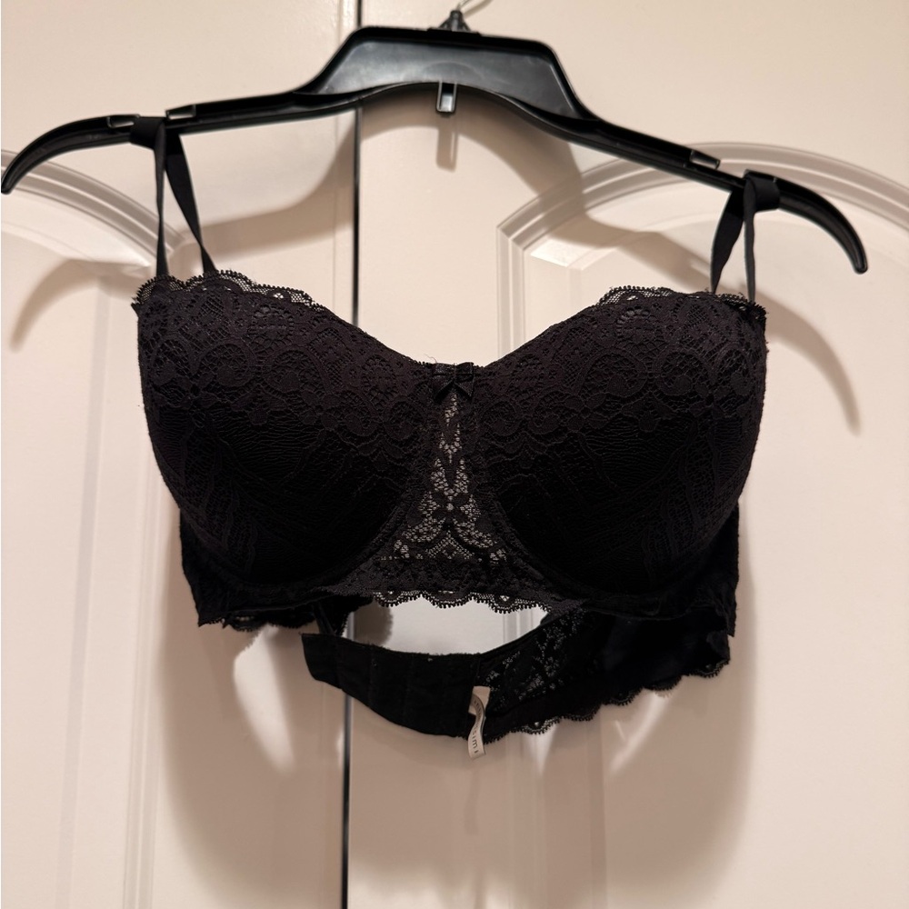 Intimissimi Black Lace Padded Push-up Balconette Bra